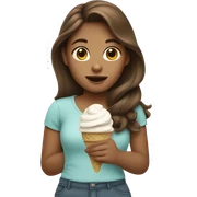 Girl with brown hair eating icecream sticker