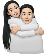 happy hug with black hair sticker