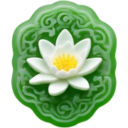 A Rectangle Chinese style white water-lily-patterned jade ornament sticker