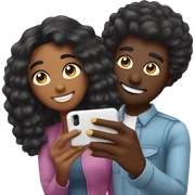 Pareja de pelo negro haciéndose un selfie sticker