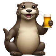 otter with beer in one hand and the other hand in stomach sticker