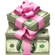 Stack of money with pink bow  sticker