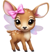 baby deer with fairy wings and a pink bow around its neck  sticker