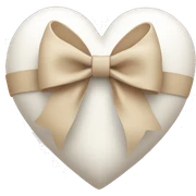 white heart with beige bow sticker