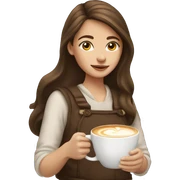 Girl with brown hair who likes a cappuccino and Christmas  sticker