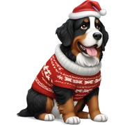Bernese mountain dog wearing a Christmas sweater sticker