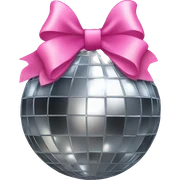 Disco ball with pink bow sticker