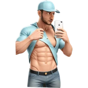 muscular male taking selfie sticker