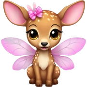 baby deer with fairy wings and a pink bow around its neck  sticker