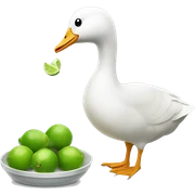 Goose eating a bowl of limes  sticker