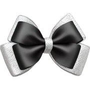 fancy silver earrings with a black bow sticker