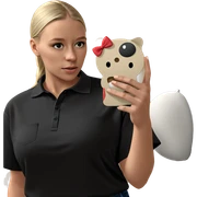 blonde girl in black shirt sticker