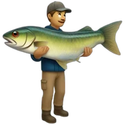 A fish fishing an human sticker