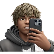 boy in hood holding phone sticker