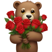 Bear holding a bouquet of roses  sticker