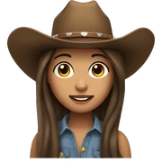 Girl with long straight brown hair and cowboy hat with big lashes  sticker
