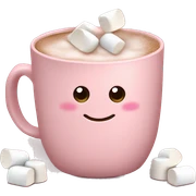 Light Pink mug of hot chocolate with marshmallows  sticker