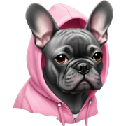 Dark Grey French bulldog wearing pink hoodie sticker