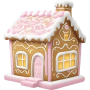 light pink and gold and white gingerbread house sticker