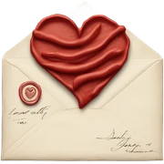 Hand written red love letter with envelope  sticker