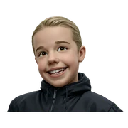 smiling boy in black jacket sticker
