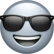 A gray smiling emoji with a Sunglasses sticker