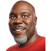 smiling man in red shirt sticker