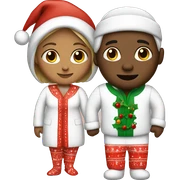 white couple in Christmas pajamas  sticker