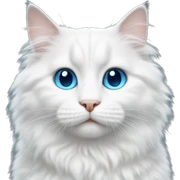 fluffy, blue eyes white cat sticker