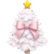 Cute light pink bow sitting on top of a white Christmas tree sticker