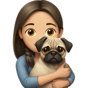 Girl hugs pug  sticker