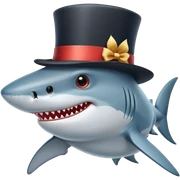 Shark with a top hat sticker