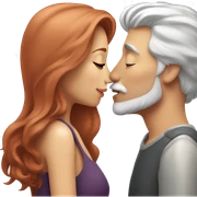 Redhead Girl Kissing silver haired man  sticker