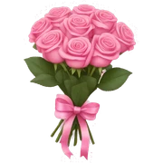 pink rose bouquet with pink ribbons  sticker