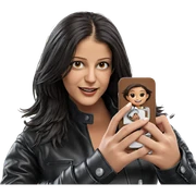 smiling girl in leather jacket sticker