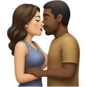 Thick brunette woman kissing lightbrown man  sticker