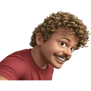 smiling boy with mustache sticker