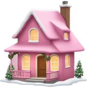 Pink Christmas cottage house sticker
