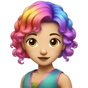 A beautiful Chinese with rainbow hair sticker