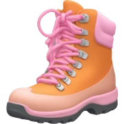 Pastel orange hiking boot with pink shoelaces  sticker