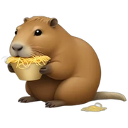 Capybara eating noodle sticker