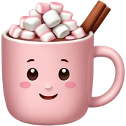 Light Pink mug of hot chocolate with marshmallows  sticker
