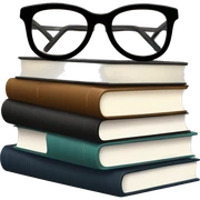glasses on top of a stack of books sticker