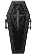 gothic coffin, black and silver, elegant and detailed, no background sticker
