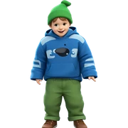 happy boy with hat and car sticker