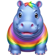 Rainbow hippo sticker