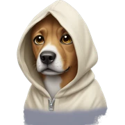 Dog wearing a hodie sticker