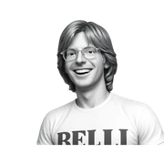 smiling boy in monochrome shirt sticker