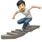 Asian guy falling down long steps sticker