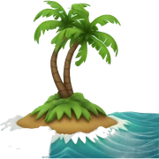 Island with palm tree and waves sticker